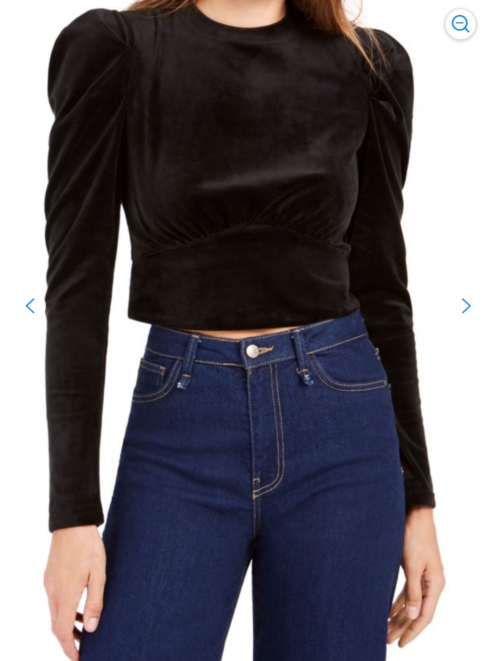 Kit + Sky Womens Black Velvet Long Sleeve Jewel Neck Top